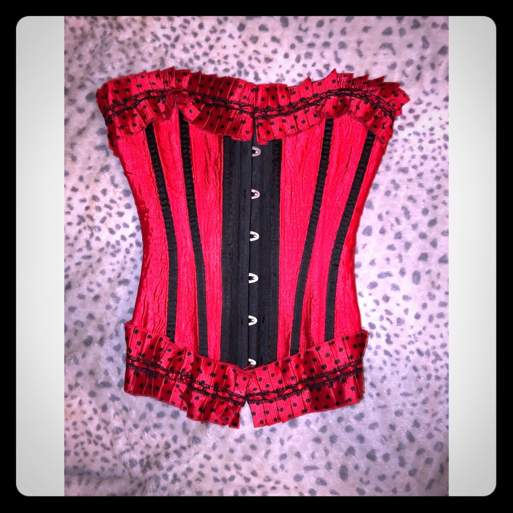 Red and black costume corset size small❤️